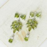 12x30 mm Butterfly of Paradise glass drop in metal setting Olivine Platinum colored x 2 pc(s)