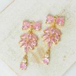 12x30 mm Butterfly of Paradise glass drop in metal setting Princess Pink Gold colored x 2 pc(s)