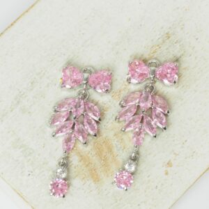 12x30 mm Butterfly of Paradise glass drop in metal setting Princess Pink Platinum colored x 2 pc(s)