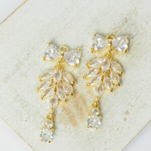 12x30 mm Butterfly of Paradise glass drop in metal setting Transparent Gold colored x 2 pc(s)