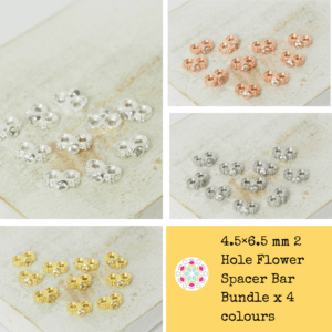 4.5×6.5 mm 2 Hole Flower Spacer Bar Bundle x 4 colours