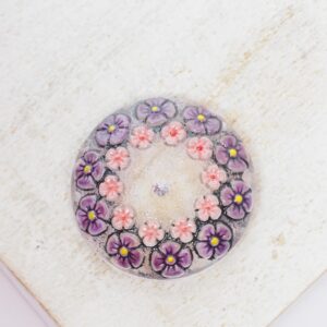 22 mm Meadow Walk handmade glass cabochon Amethyst Rose x 1 pc(s)