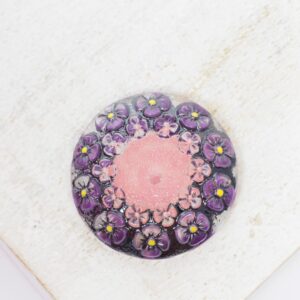 22 mm Meadow Walk handmade glass cabochon Purple Rose x 1 pc(s)