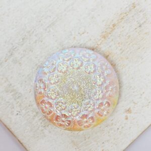 22 mm Meadow Walk handmade glass cabochon White Rose AB x 1 pc(s)