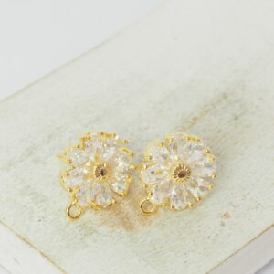 13x15 mm Blooming Flower Earstud Transparent Gold-colored x 2 pc(s)