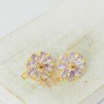 13x15 mm Blooming Flower Earstud Violet Gold-colored x 2 pc(s)