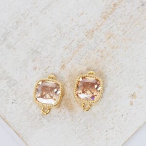 7x7 mm Kristina Connector Peach Gold-colored x 2 pc(s)