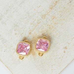 7x7 mm Kristina Connector Princess Pink Gold-colored x 2 pc(s)