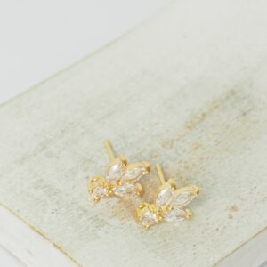 8x12 mm Flower Navette Earstud Gold-colored x 2 pc(s)
