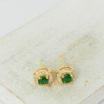8x8 mm Round Freshwater earstud with Emerald Zircon Gold-colored x 2 pc(s)
