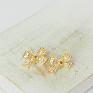 9x13 mm Shiny Ribbon Earstud Gold-colored x 2 pc(s)