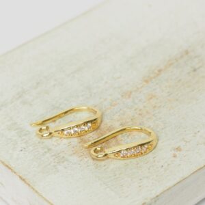 9x14 mm Four Zircon Earring Hook Gold-colored x 2 pc(s)