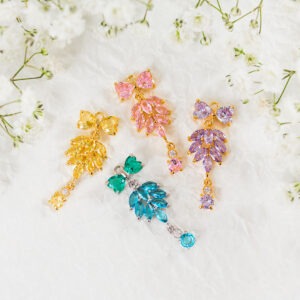 12x30 mm butterfly of paradise glass drops in metal settings