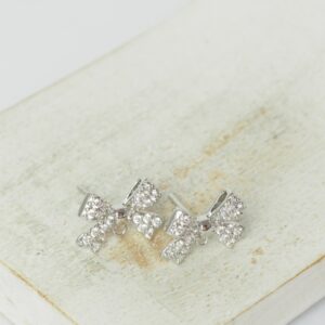 9x13 mm Shiny Ribbon Earstud Platinum-colored x 2 pc(s)
