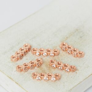 4.5x13.5 mm 4 Hole Flower Spacer Bar Rose Gold-colored x 6 pc(s)