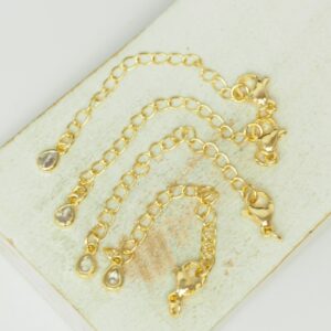 7x70 mm Teardrop Chain Extender with Lobster Clasp Gold-colored x 4 pc(s)