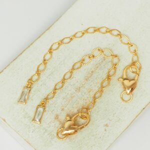 8x80 mm Rectangle Elegant Chain Extender with Heart Lobster Clasp Light Gold-colored x 2 pc(s)
