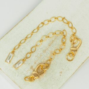 8x80 mm Rectangle Elegant Chain extender with Lock Lobster Clasp Light Gold-colored x 2 pc(s)