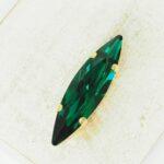 9.5x35 mm Preciosa Fancy Slim Navette Emerald with Gold-colored claw x 1 pc(s)