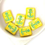 12x18 mm Anchor bead Opaque Yellow Ocean Green Wash x 6 pc(s)