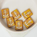 12x18 mm Anchor bead Orange Brown Silver Splash x 6 pc(s)