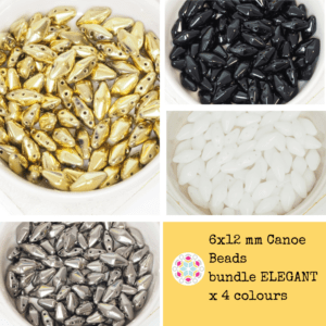 6x12 mm Canoe Beads bundle ELEGANT x 4 colours