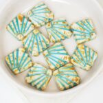 17x17 mm Diafan bead Alabaster Travertin with Ocean Green Painted x 10 pc(s)