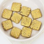 17x17 mm Diafan bead Jet Gold with Gold Painted x 10 pc(s)