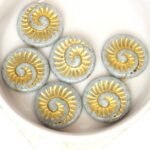 18x18 mm Fossil Shell bead Luster Grey Gold Painted x 6 pc(s)