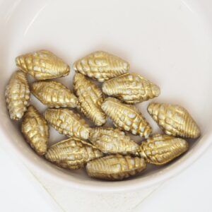 8x16 mm Miter Shell bead White Travertin Gold Wash x 14 pc(s)
