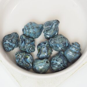 12x15 mm Murex Shell bead Jet Travertin Picasso x 10 pc(s)