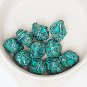 12x15 mm Murex Shell bead Jet Travertin Green Painted x 10 pc(s)