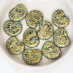 13x17 mm Shell bead Jet Gold Picasso x 10 pc(s)