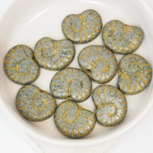 13x17 mm Shell bead Jet Grey Stone Orange Painted x 10 pc(s)
