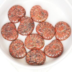 13x17 mm Shell bead Jet Red Picasso x 10 pc(s)