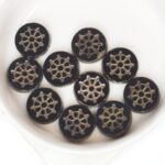 12x12 mm Ship wheel bead Jet Bronze x 10 pc(s)