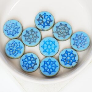 12x12 mm Ship wheel bead Matte Travertin Dark Blue Painted x 10 pc(s)