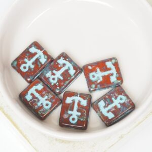 12x18 mm Anchor bead Brown Turquoise Picasso x 6 pc(s)