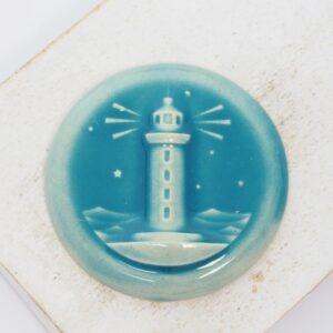 36 mm Lighthouse Keeper Beadingschool Art Cabochon Pacific Blue on light clay x 1 pc(s)