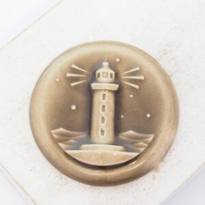 36 mm Lighthouse Keeper Beadingschool Art Cabochon Wood Brown on light clay x 1 pc(s)