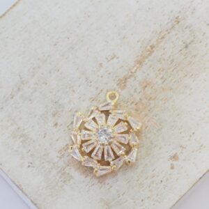 14x18 mm Flower Circle Pendant Transparent Gold-colored x 1 pc(s)