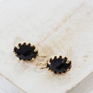 8x12 mm Oval Mirror earstud Magic Black Gold-colored x 2 pc(s)