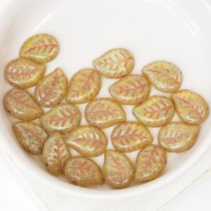 9x12 mm Leaf beads Alabaster Brown Tarvertin x 20 pc(s)
