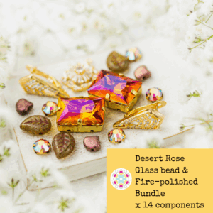 Desert Rose Glass bead & Fire-polished Bundle x 14 components