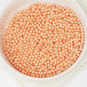 2 mm Round Glass beads Pearly Orange Sherbet x 100 pc(s)