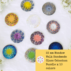 22 mm Meadow Walk Handmade Glass Cabochon Bundle x 10 colors