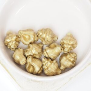 12x15 mm Murex Shell bead Beige Opaque Gold Painted x 10 pc(s)