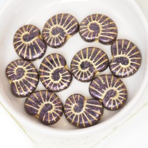 13x17 mm Shell bead Jet Purple with Gold Painted x 10 pc(s)
