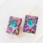 13x19 mm rectangle moonface glass cabochon Volcano with silver-colored claw x 2 pc(s)