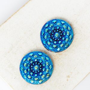 18 mm Desert Rose handmade glass cabochon Bermuda Blue x 2 pc(s)